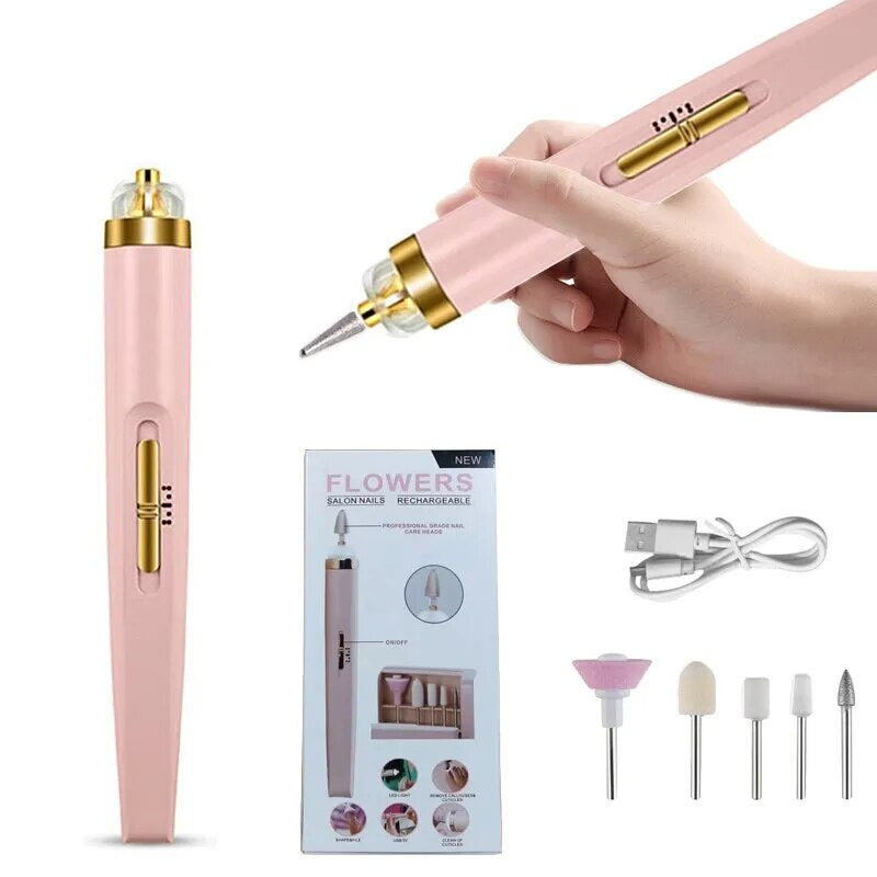 5 in 1 Electric Nail Polish Drill Machine with Light